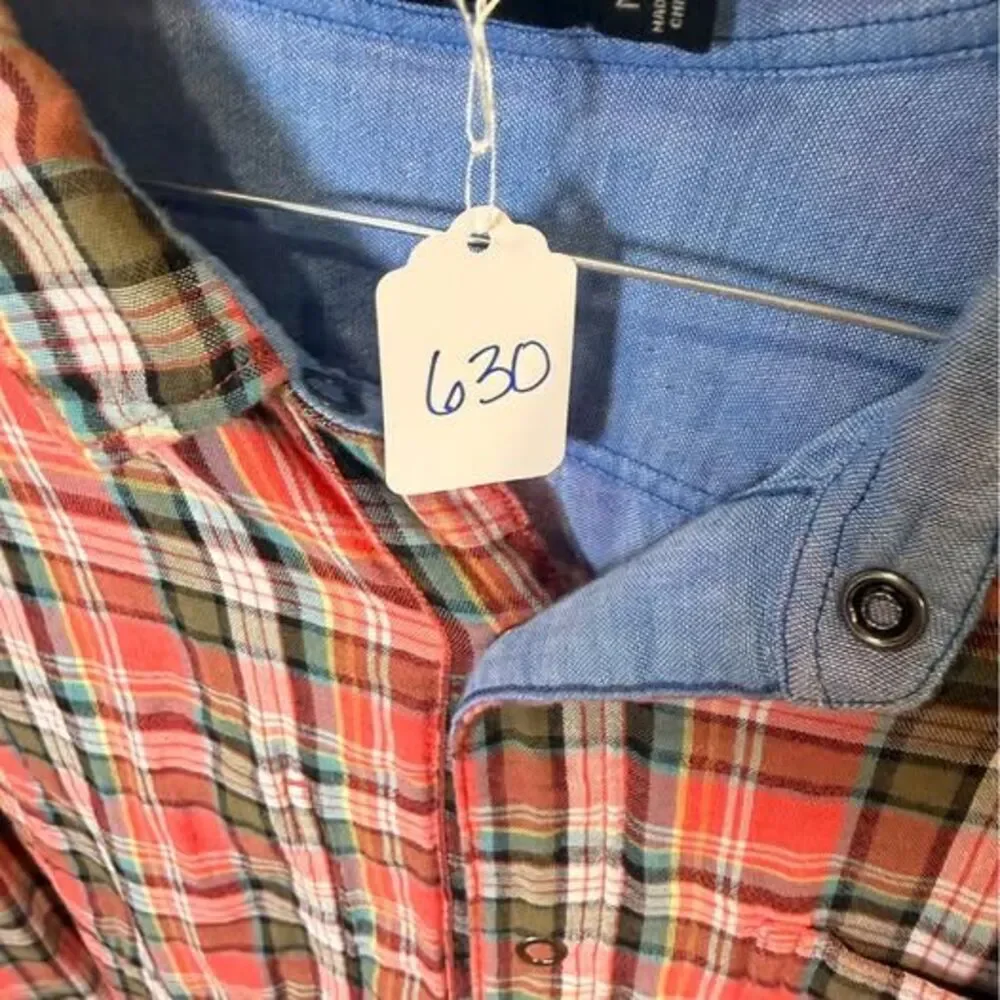 Banana Republic Camden Fit Plaid Snap-Front Shirt Size Medium